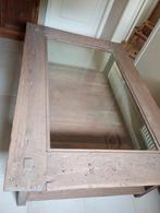 Authentieke salontafel met glas, Ophalen, Gebruikt, 100 tot 150 cm, Glas