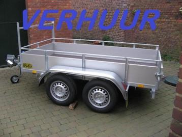 Verhuur dubbelas bakaanhangwagens 2,5 x 1,25m te 9300 Aalst, Ophalen
