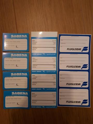 20 bagagestickers Sabena; Kuwait Airways; Flugleidir beschikbaar voor biedingen