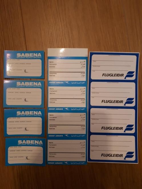 20 bagagestickers Sabena; Kuwait Airways; Flugleidir, Verzamelen, Luchtvaart en Vliegtuigspotten, Zo goed als nieuw, Overige typen