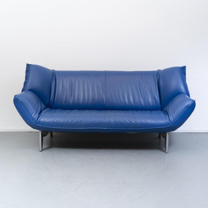 1x Leolux Tango 3 zits bank Blauw leder 203-223 cm, Maison & Meubles, Accessoires pour la Maison | Autre