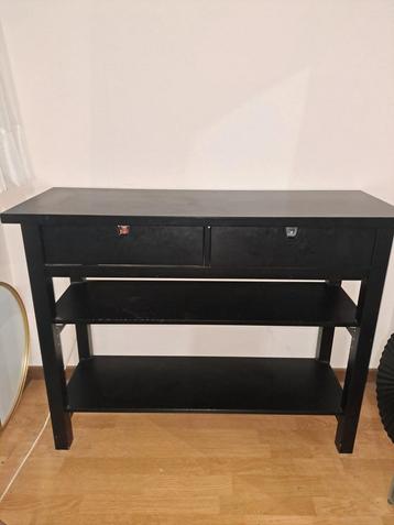 console meuble bois brun noir ikea 