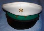 Kepie Wit leder groene band J T  Zeevaart ?, Verzenden, Marine, Helm of Baret