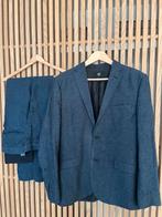 Marineblauw linnen kostuum slim fit, Blauw, Maat 48/50 (M), Ophalen of Verzenden, Zo goed als nieuw