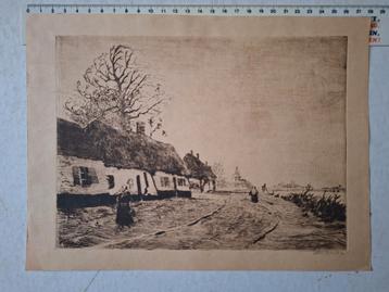 Ets Jaive Muller Landschap met huizen met strooien daken beschikbaar voor biedingen