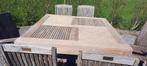 130/130 vierkante teakhouten tuintafel + 6 stoelen, Tuin en Terras, Tuinsets en Loungesets, Ophalen, Gebruikt, Eettafel, 8 zitplaatsen