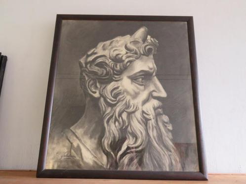Vintage tekening Moses Michelangelo gesigneerd P Valentinus, Antiek en Kunst, Kunst | Tekeningen en Fotografie, Ophalen