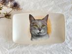 Petit plat rectangulaire avec tête de chat British Shorthair, Ophalen of Verzenden