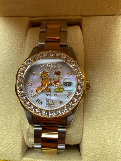 Invicta horloge Garfield, Handtassen en Accessoires, Horloges | Dames, Zo goed als nieuw, Polshorloge, Overige merken, Staal, Staal