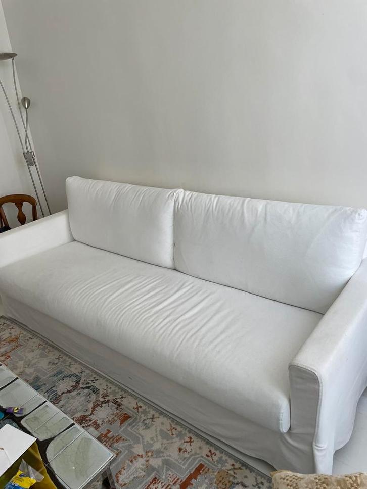 Ikea ‘Hyltrap’ 3-zit sofa wit, Huis en Inrichting, Zetels | Zetels, Zo goed als nieuw, Rechte bank, Driepersoons, 200 tot 250 cm