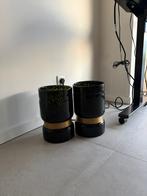 2 Luxe bloempot / sierpot – zwart met goud gekocht bij DEBA, Huis en Inrichting, Ophalen