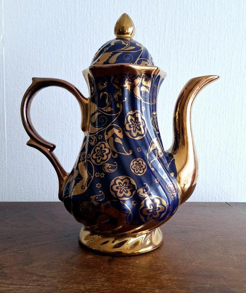 Blauwe cobalt met goud afgewerkte koffie/theekan, Antiquités & Art, Antiquités | Porcelaine, Envoi