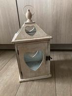 Lantaarn wit gebeitst hout - 45 cm, Huis en Inrichting, Ophalen, Gebruikt, Wit, Kandelaar