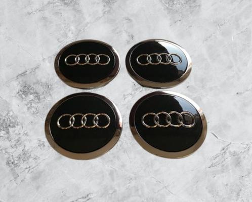 Audi Zwarte Naafdoppen / Naafkappen 69mm set van 4 stuks, Auto diversen, Wieldoppen, Nieuw, Verzenden