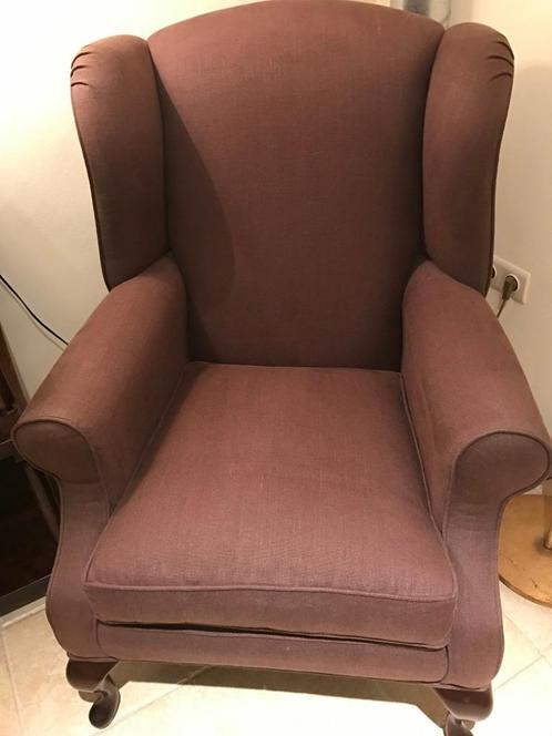 nieuwe stoffen fauteuil - oorfauteuil zetel flamant, Huis en Inrichting, Stoelen, Zo goed als nieuw, Eén, Stof, Bruin, Ophalen