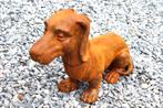 Roestig gietijzeren beeld van een hond, de TECKEL, Ophalen of Verzenden, Nieuw, Metaal, Dierenbeeld