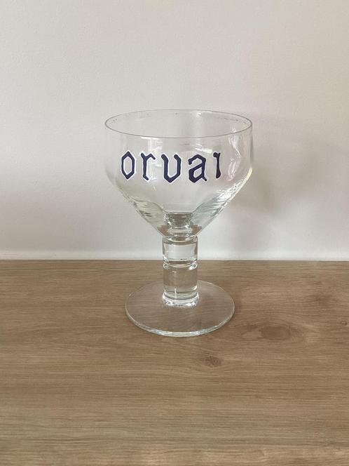 Orval oud bierglas email  geemailleerd opschrift, Verzamelen, Glas en Drinkglazen, Gebruikt, Bierglas, Ophalen of Verzenden