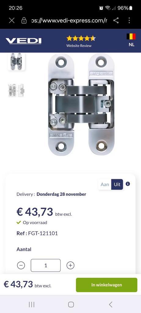 Argenta invisible 20€/st, Doe-het-zelf en Bouw, Hang- en Sluitwerk, Nieuw, Scharnier, Ophalen of Verzenden