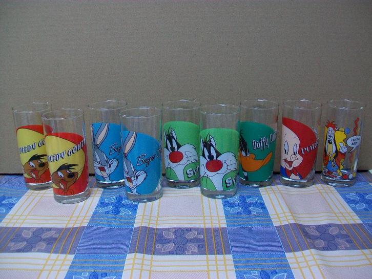 Disney Glazen Glas - Looney Tunes - Warner Bros - Droopy, Verzamelen, Disney, Zo goed als nieuw, Overige typen, Overige figuren