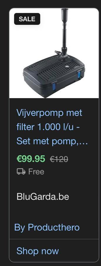 Vijverpomp recent gekocht 1000L/u, Tuin en Terras, Vijver-toebehoren, Zo goed als nieuw, Vijverpomp, Ophalen of Verzenden