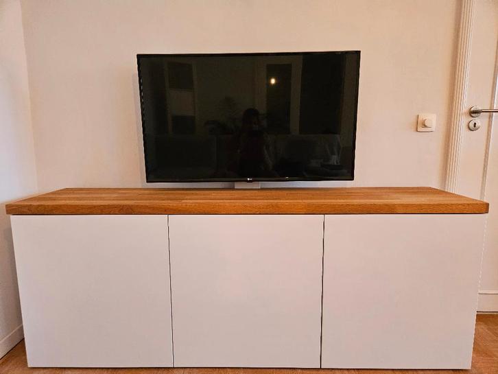 Besta TV-meubel | wit - eik, Huis en Inrichting, Kasten |Televisiemeubels, Zo goed als nieuw, Minder dan 100 cm, 150 tot 200 cm