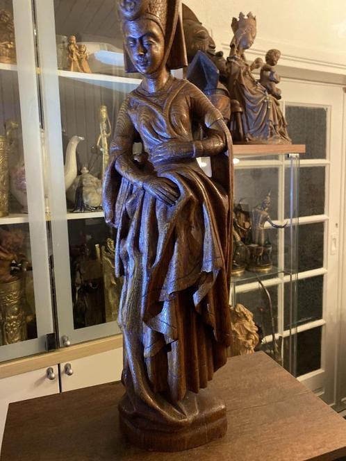 Eiken beeld "Maria van Bourgondië" 59 cm, Antiek en Kunst, Kunst | Beelden en Houtsnijwerken, Ophalen of Verzenden