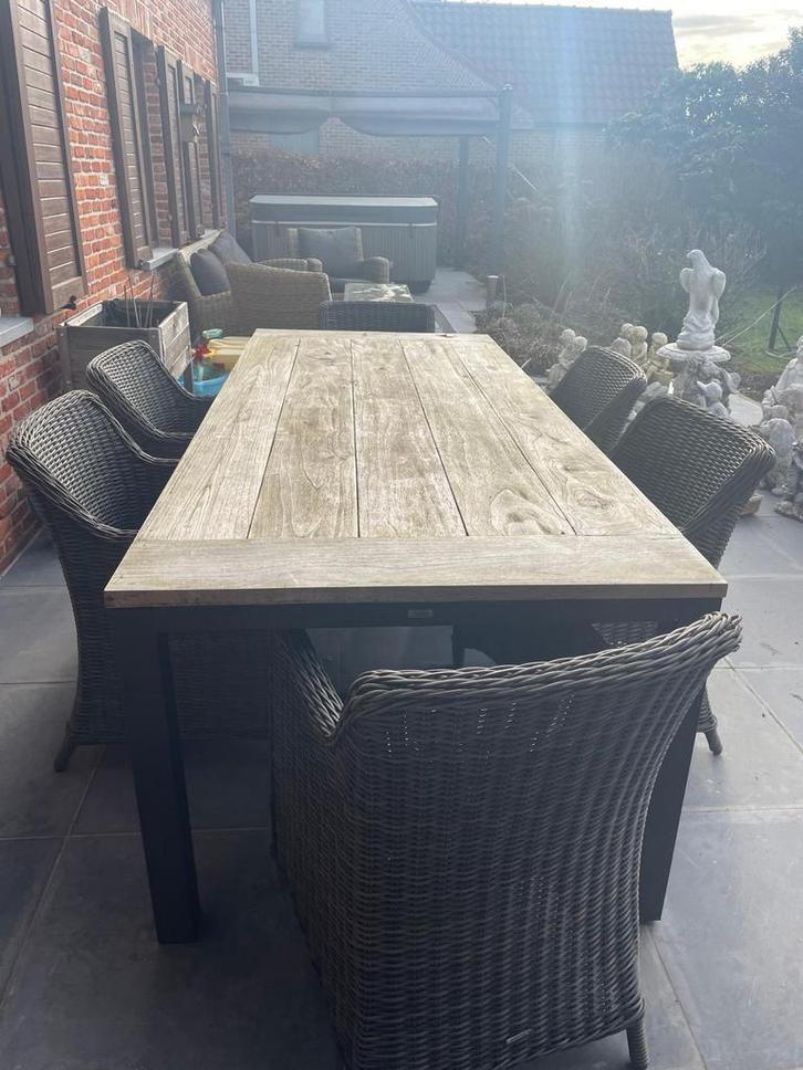 Bristol tuintafel + 6wicker stoelen tuin, Jardin & Terrasse, Ensembles de jardin, Utilisé, Salons de jardin, Osier, Enlèvement