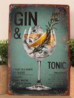 Metalen reclamebord Gin en Tonic, Ophalen of Verzenden, Nieuw, Reclamebord