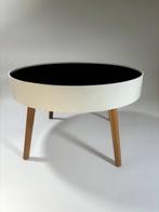 Table basse noire et blanche élégante avec pieds bois massif, 50 tot 100 cm, Minder dan 50 cm, Overige materialen, Rond