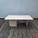 Vintage Italiaanse rechthoekige salontafel van travertijn, Huis en Inrichting, Ophalen, Rechthoekig