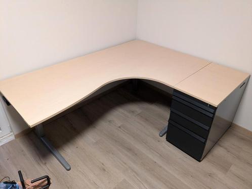 Groot hoekbureau met ladekast, Huis en Inrichting, Bureaus, Gebruikt, Bureau, Ophalen
