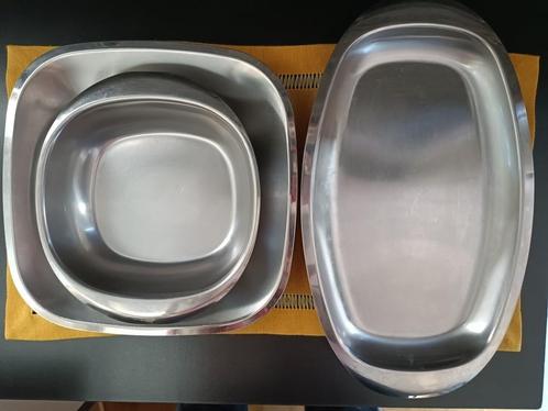 Set van 3 roestvrijstalen serveerschalen Létang Remy -France, Huis en Inrichting, Keuken | Servies, Gebruikt, Overige typen, Overige stijlen