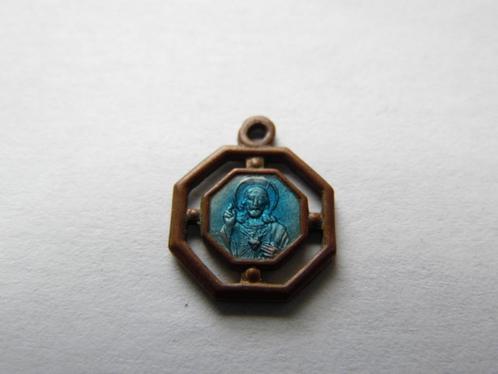 M41 * Antiek Blauw Scapulier- Medaille * Jezus en Maria, Collections, Religion, Christianisme | Catholique, Enlèvement ou Envoi