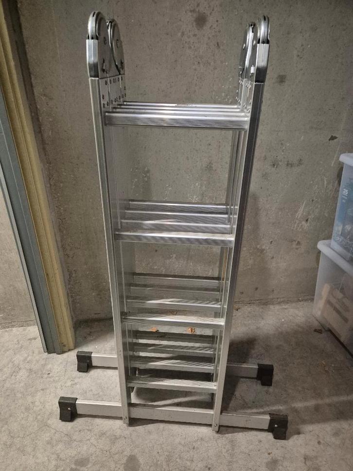 Échelle télescopique en aluminium 4x4 échelons, Bricolage & Construction, Échelles & Escaliers, Comme neuf, Échelle, 2 à 4 mètres