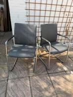 Set vintage design stoelen Chrome en grijs stof, Ophalen, Zo goed als nieuw, Grijs, Stof