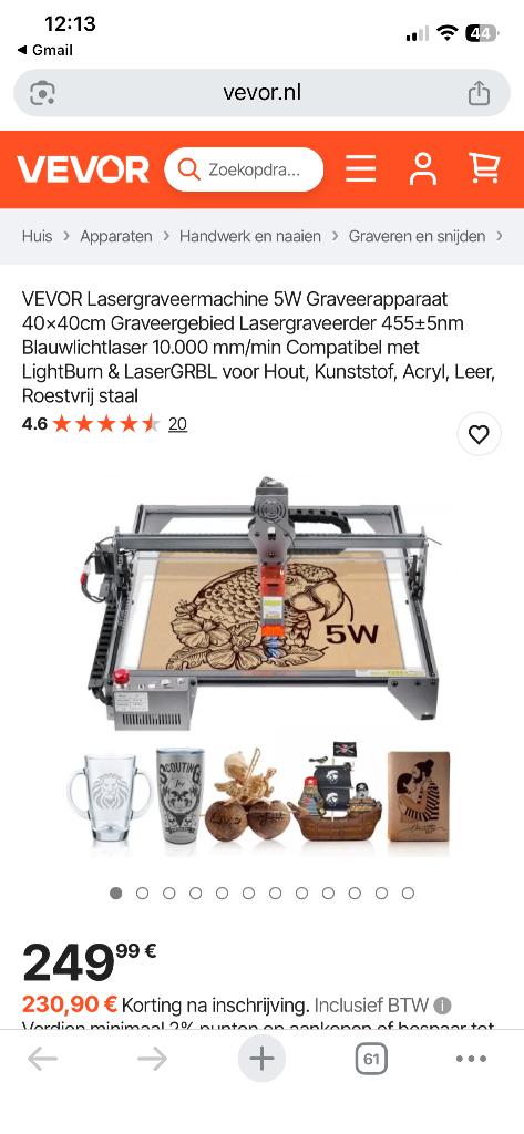 Lasergraveerset VEVOR 5W–Zo goed als nieuw+accessoires, Ophalen, Zo goed als nieuw