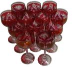 12 rode wijnglazen met geëtste druiven., Ophalen