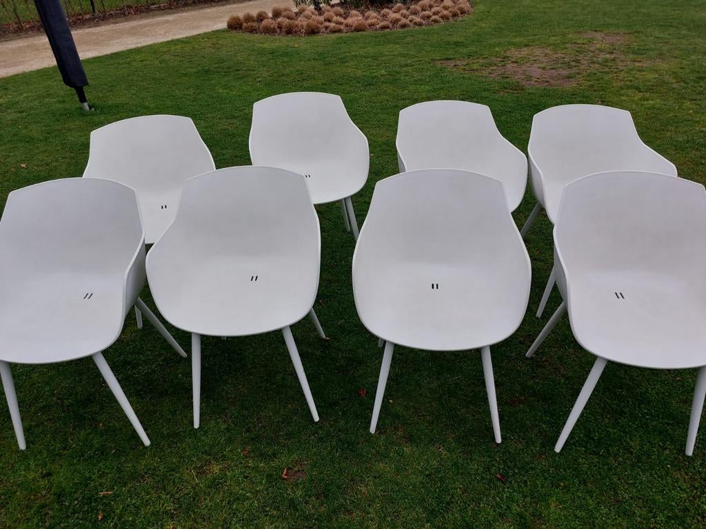 8 witte tuinstoelen, Tuin en Terras, Tuinstoelen, Ophalen