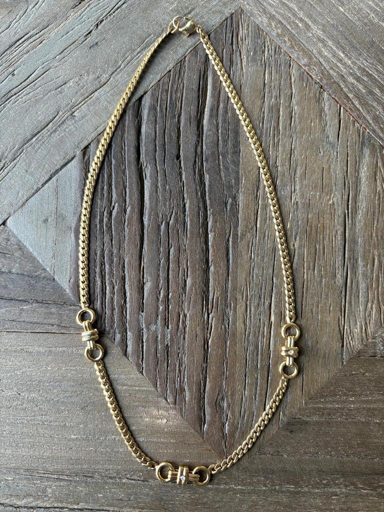 18kt goud vergulde ketting met strass, Handtassen en Accessoires, Kettingen, Overige materialen, Nieuw, Ophalen of Verzenden, Goud