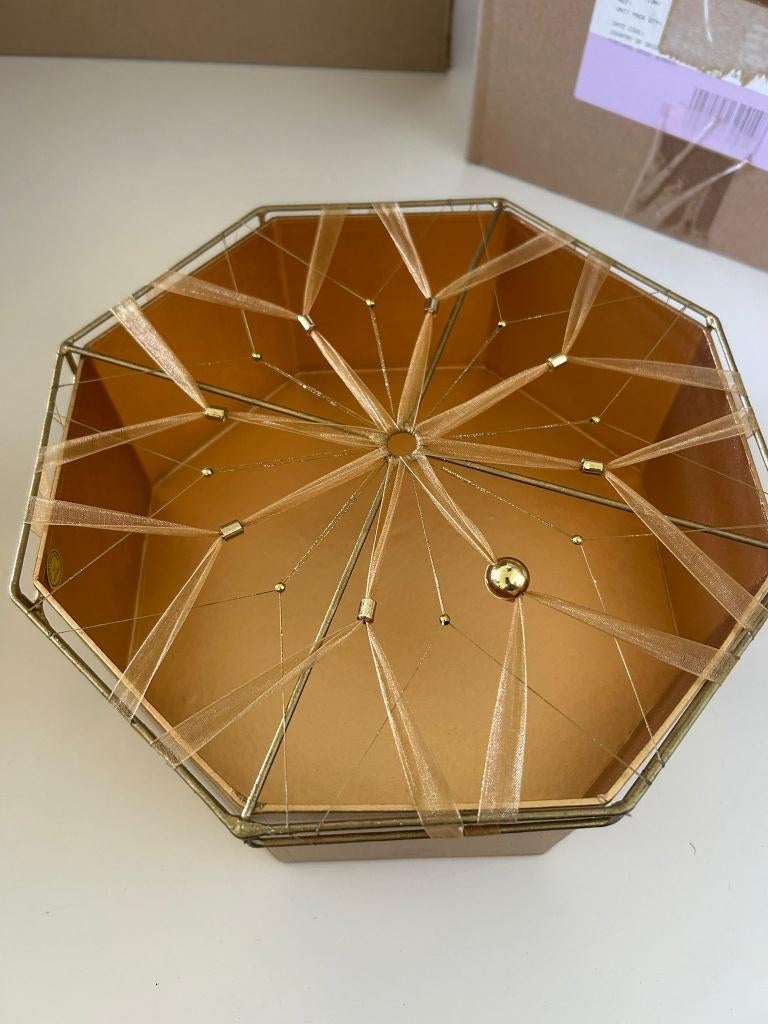 34x Gouden decoratieve opbergdozen achthoek 21 cm, Ophalen, Nieuw, Overige typen