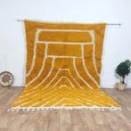 Groot Marokkaans Berbertapijt in mosterdgele en ecru wol, Verzenden