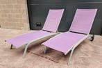 2 transats (bains de soleil) violet Ozalide, Enlèvement, Comme neuf, Aluminium, Pliant