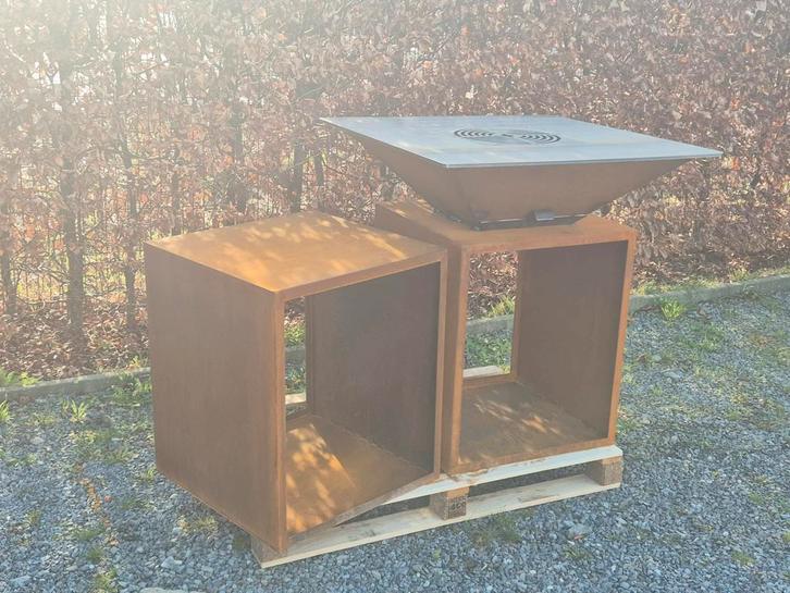Plancha brasero barbecue corten, Jardin & Terrasse, Barbecues au charbon de bois, Neuf, Avec accessoires, Enlèvement