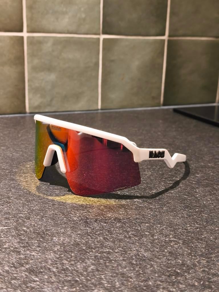 NAOS Ziris Fietsbril, wit frame en oranje lens, Ophalen