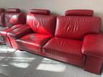 Fauteuil Rouge en cuir 3 places, Maison & Meubles, Enlèvement, Comme neuf, Cuir