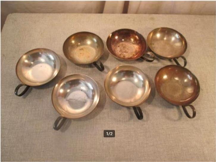 7 coupes glacées anciennes en alpacca - D.F. Switzerland, Antiquités & Art, Antiquités | Couverts, Enlèvement ou Envoi