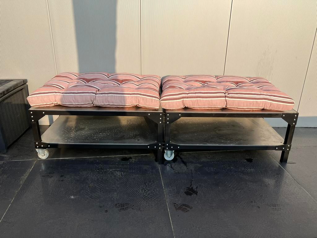 Houtopslag tuinbank 2 stuks, Enlèvement, Utilisé