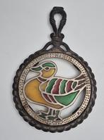 Vintage gietijzer - gouden trim - eend in glas & lood, Ophalen of Verzenden