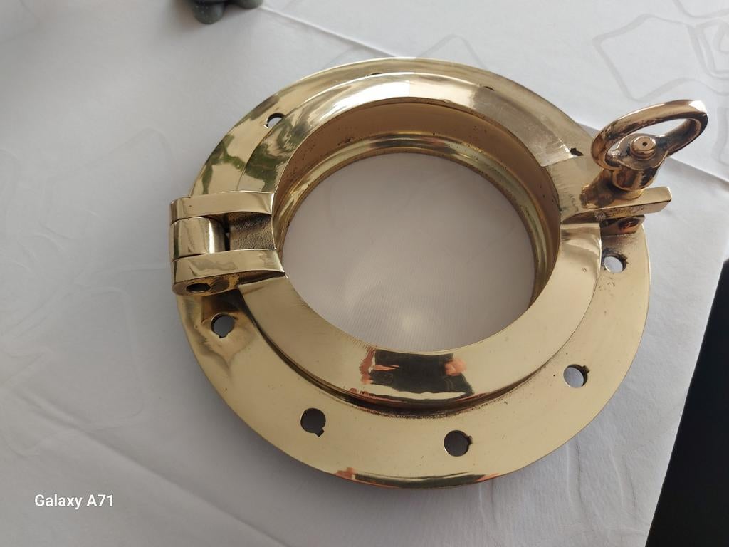 Patrijspoorten 2 stuks antiek massief messing diameter 35 cm, Watersport en Boten, Ophalen