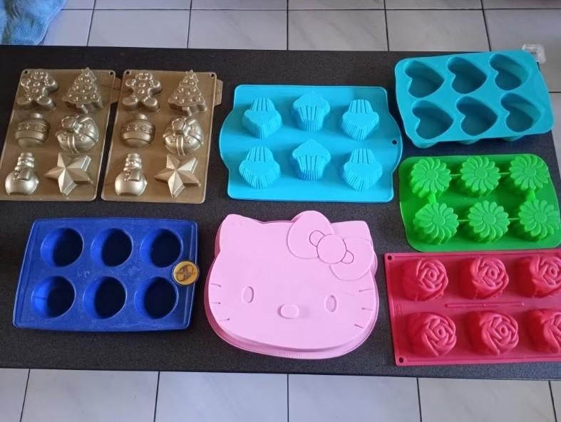 Partij bakvormen in siliconen en andere 1-3/vorm, Hobby en Vrije tijd, Taarten en Cupcakes maken, Gebruikt, Bakvorm, Ophalen of Verzenden